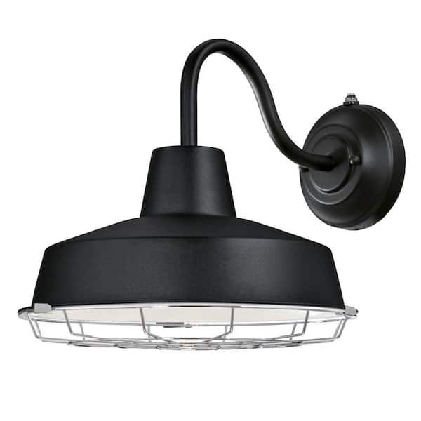 Westinghouse Academy 1-Light Textured Black LED Outdoor Barn Light Sconce with Dusk to Dawn Sensor, Dark Sky Friendly