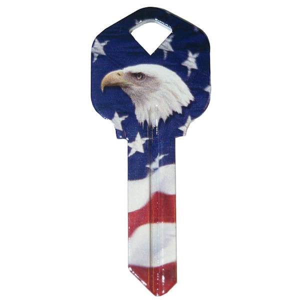 The Hillman Group Kwikset Brass House and Entry Key Blank Bald Eagle Design