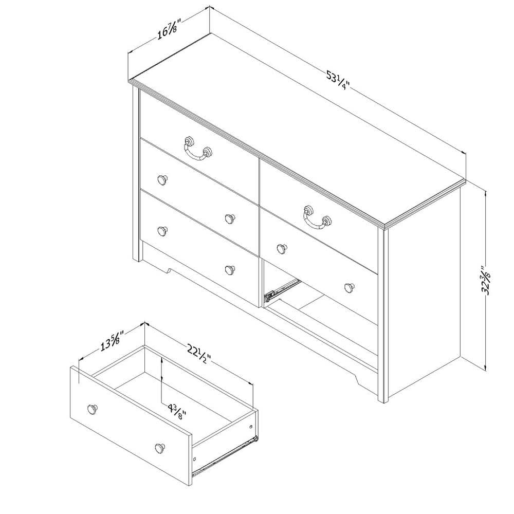 Blueberry Coastal Double Dresser with Soft Close Drawers
