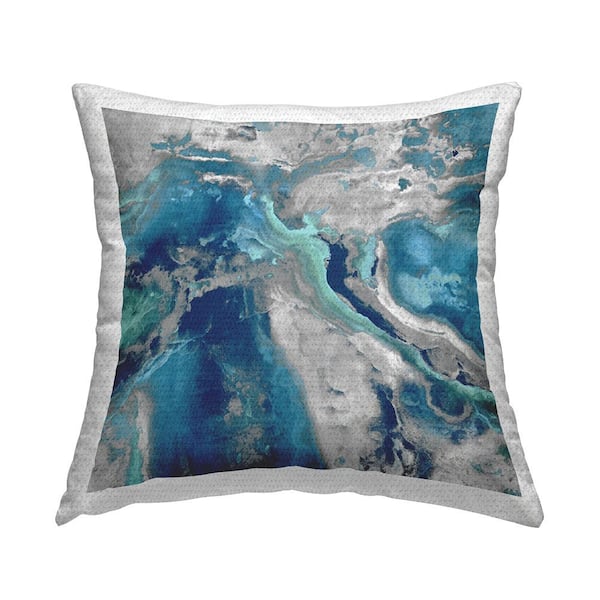 Stupell Industries Abstract Blue Water Foam Swirl Blue Square Outdoor Throw Pillow