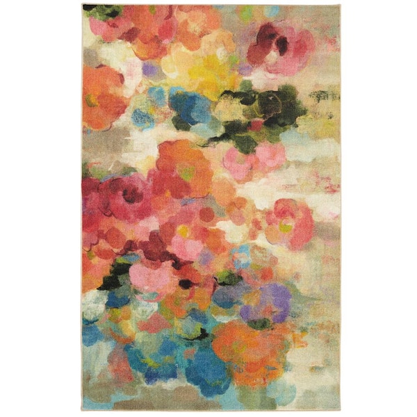 Mohawk Home Blurred Blossoms Multi 5 ft. x 8 ft. Floral Area Rug