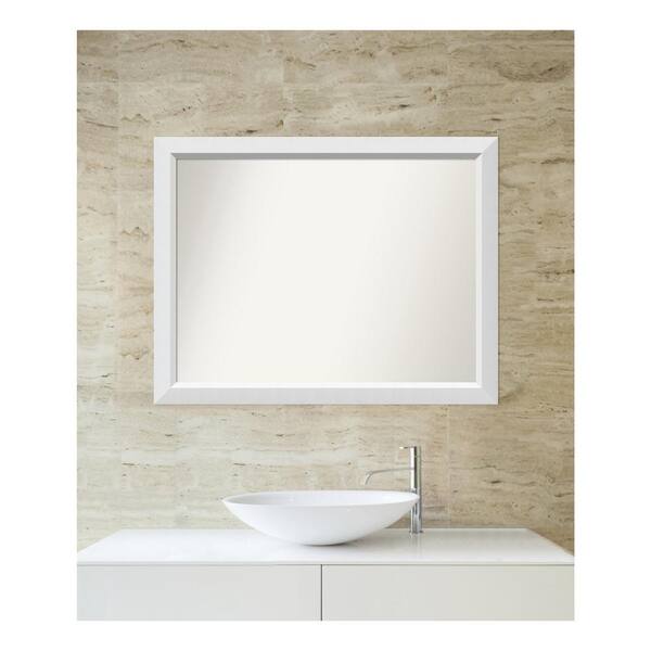 Amanti Art Blanco White 36.25 in. x 28.25 in. Custom Non-Beveled Wood Framed Bathroom Vanity Wall Mirror