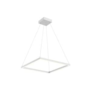 Piazza 24 in. 1 Light 50-Watt White Integrated LED Pendant Light