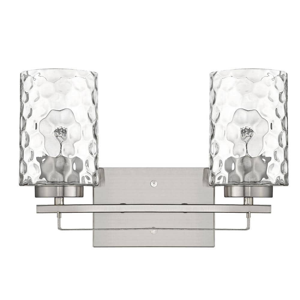 Livvy Satin Nickel 2-Light Vanity with Optic Glass Shades