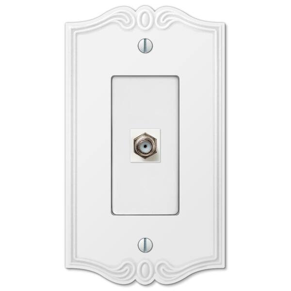 AMERELLE Charleston 1 Gang Coax Composite Wall Plate - White