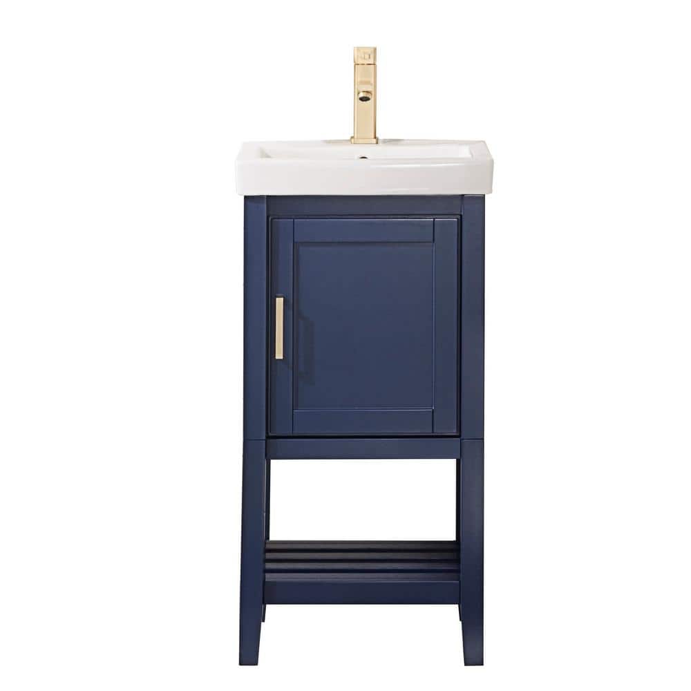 17.5 in. Bath Vanity in Blue with Ceramic Vanity Top in White with White Ba