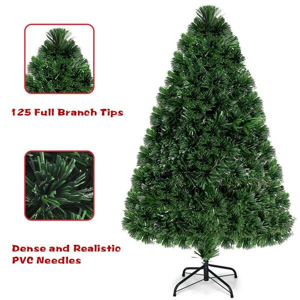 Costway 4 ft. Pre-Lit Fiber Optic Artificial PVC Christmas