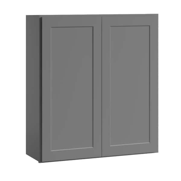 Hausvita 36 in. W x 12 in. D x 42 in. H in Shaker Grey Plywood Ready to Assemble Kitchen Wall Cabinet with Doors and Shelves