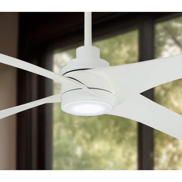 Swept 56 in. Integrated LED Indoor Flat White Ceiling Fan with Light with Remote Control