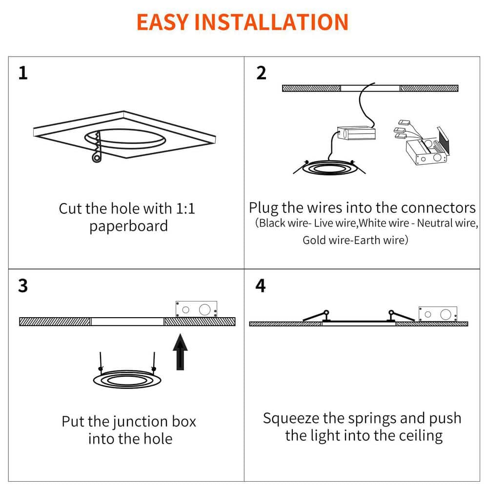 6-Inch White Ultra-Thin Dimmable LED Recessed Lights, 12-Pack