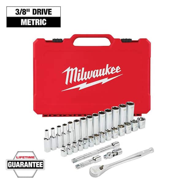Milwaukee - 3/8 in. Drive Metric Ratchet and Socket Mechanics Tool Set (32-Piece)