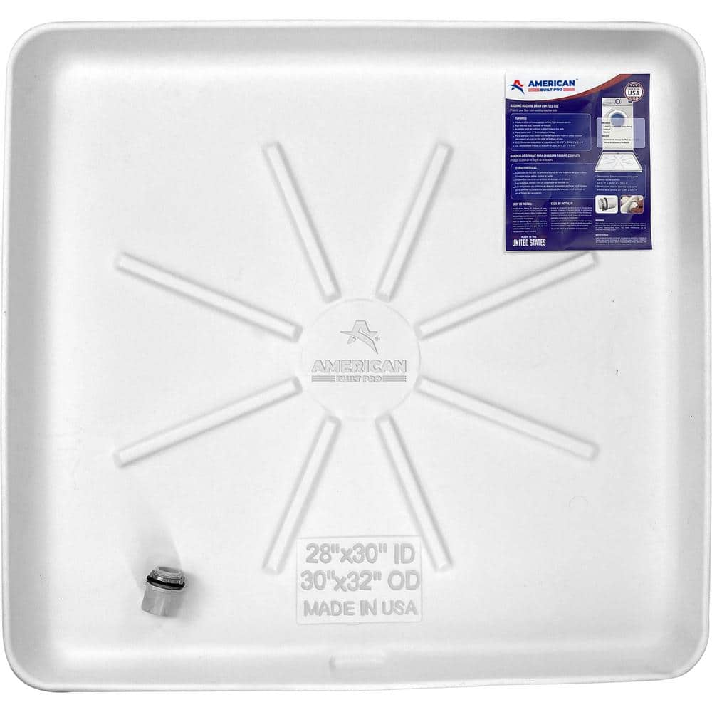 30 in. x 28 in. Plastic Washing Machine Drain Pan with Drainhose Adapter
