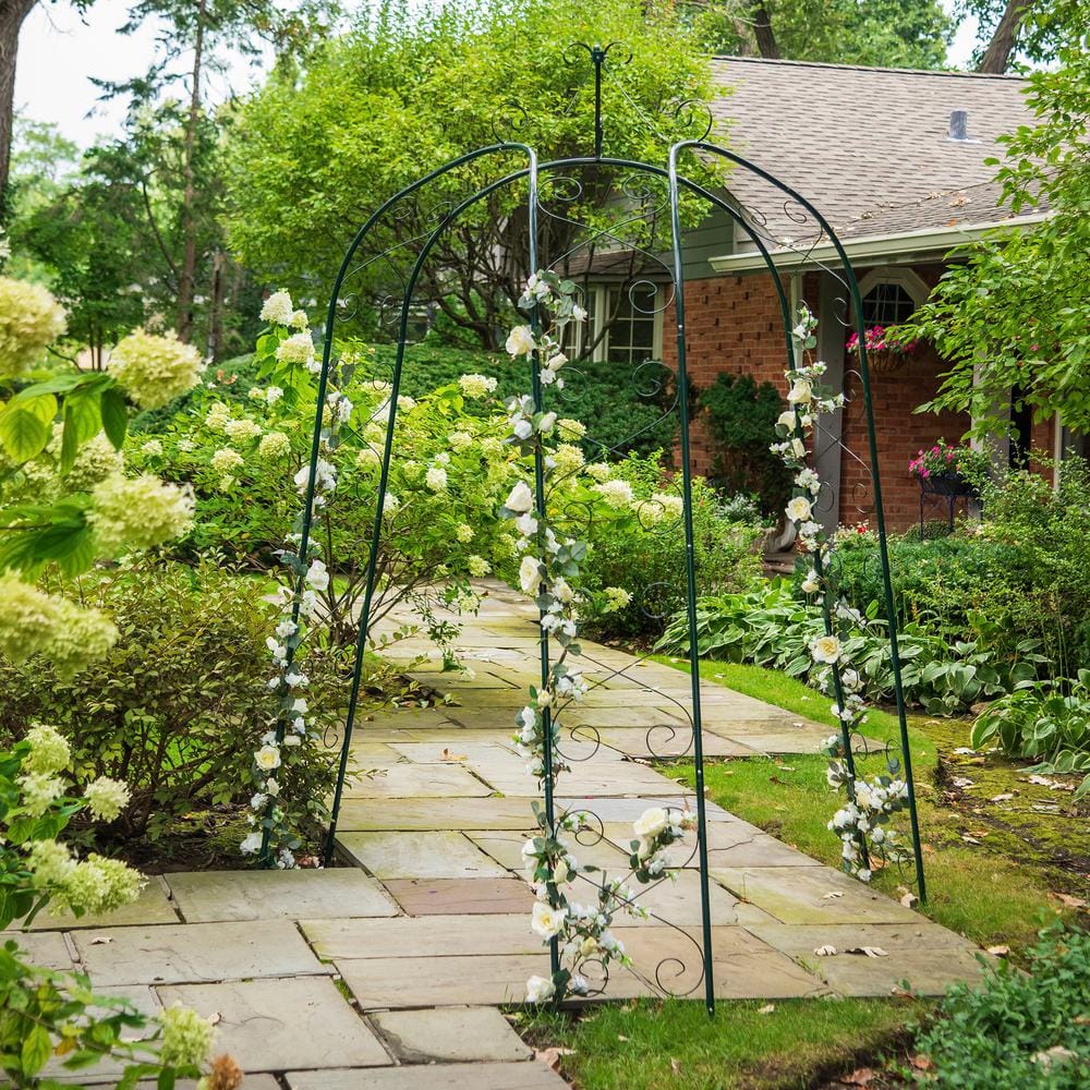 Hunter Green Metal Scroll Design Garden Trellis Arbor