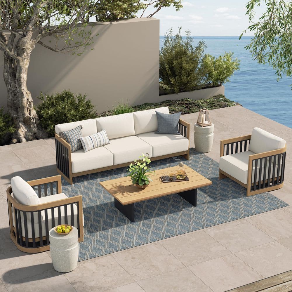 Sereno 4-Piece Aluminum Outdoor Conversation Set with White Cushion price history on PriceWatchPro
