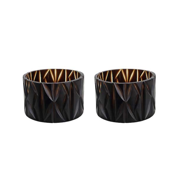 Brown Glass Votive Candle Holder (Set of 2)