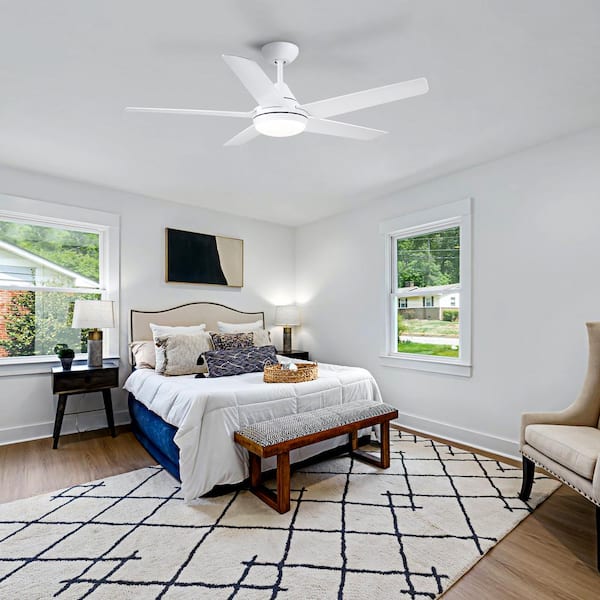 48 in. Indoor Integrated LED Ceiling Fan with 3-White Wood Grain ABS Blades, 3-Speed Control, Remote Control