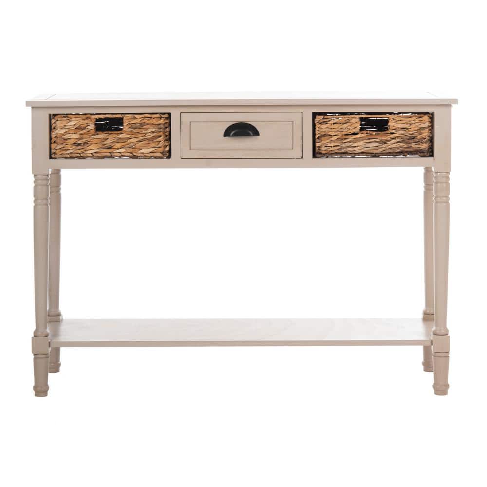 Christa Vintage Grey Wood Console Table with Storage