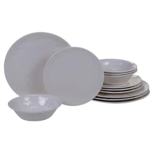 12-Piece Casual Cream Melamine Outdoor Dinnerware Set (Service for 4)