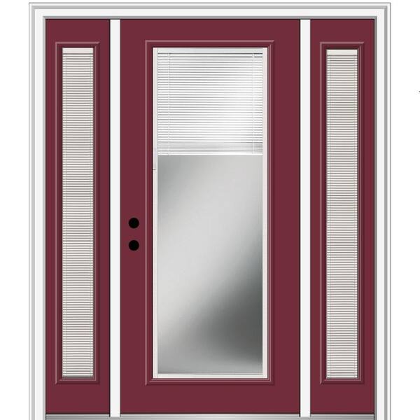 MMI Door 64.5 in. x 81.75 in. Internal Blinds Right-Hand Inswing Full Lite Clear Painted Steel Prehung Front Door with Sidelites