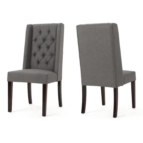 Noble House Blythe Dark Grey Upholstered Dining Chairs (Set of 2)