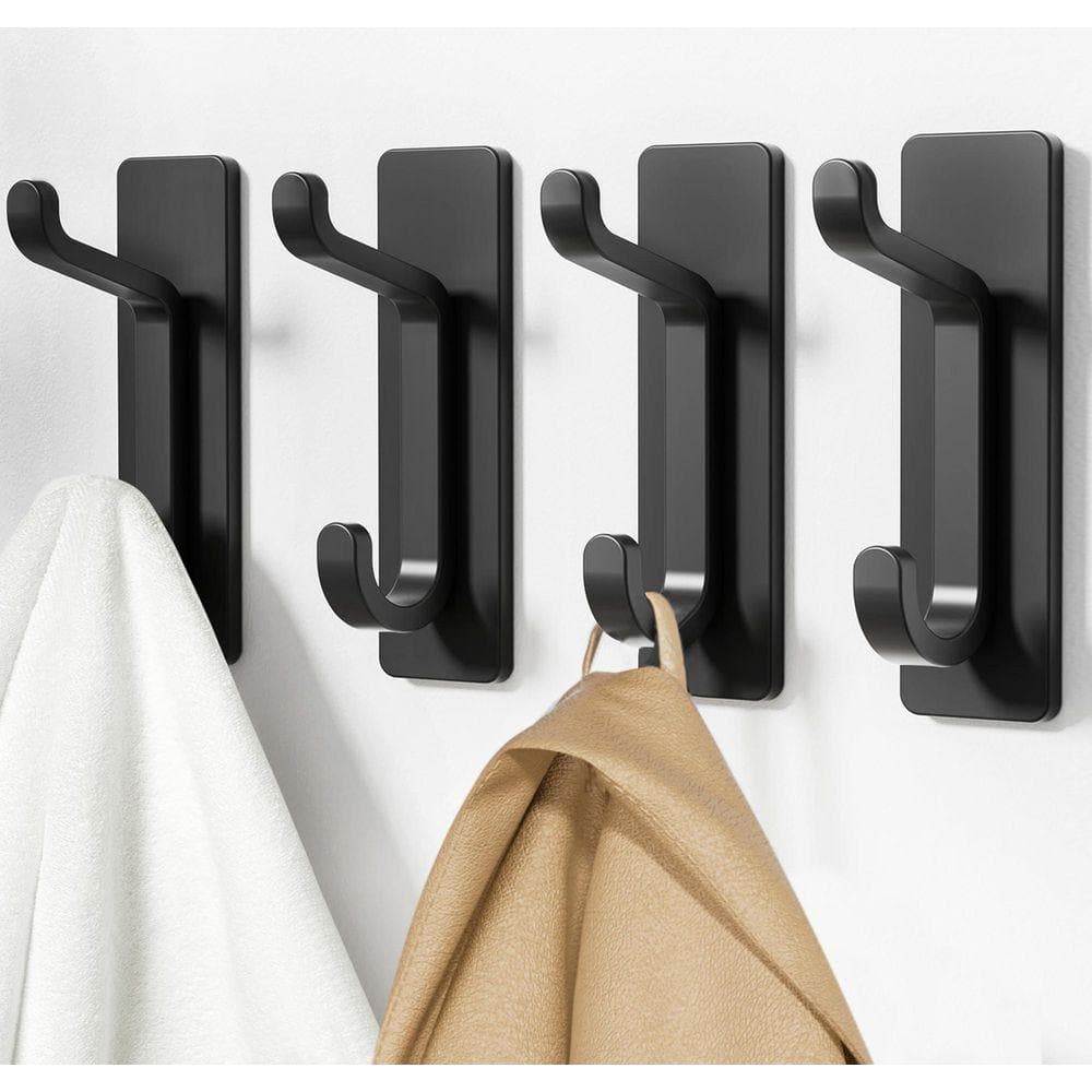 Wall Hooks Series Black Adhesive Stick on Hanger Type Coat Rack