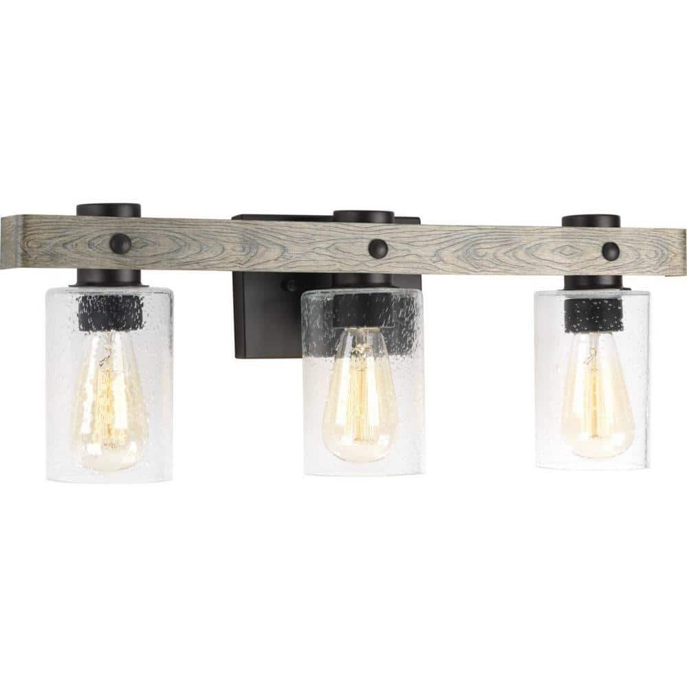 Gulliver Graphite 3-Light Bath Vanity with Glass Shades