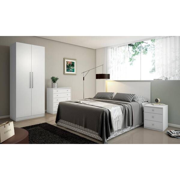 Manhattan Comfort Chelsea 3.0 - 35.43 in. W 6-Shelf White Armoire with 2 Doors