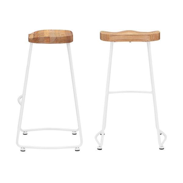 Stylewell White Metal Backless Bar, White Metal And Wood Bar Stools