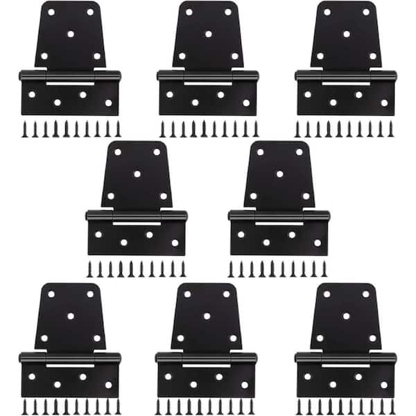 Unbranded Heavy Duty Gate Hinges 3.5 x 4.5 x 1.2 Black Iron Shed Door T Hinges for Barn Wood Fence with 144 Screws (8-Pack)