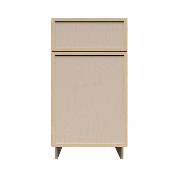 Slim Shaker Assembled 18 in. W x 34.5 in. H x 24 in. D Trash Can Base Kitchen Cabinet in Natural Wood