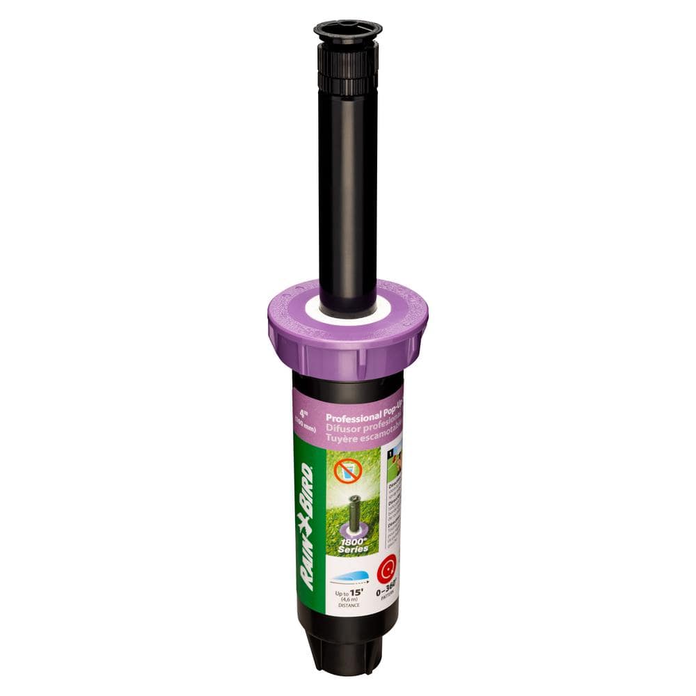 Rain Bird 1800 Series 4 in. Pop-Up Non-potable Sprinkler with Purple Cap,  Half Circle Pattern, Adjustable 8-15 ft. 1804APNP - The Home Depot