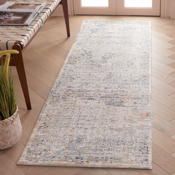 Cosmopolitan 2 ft. x 7 ft. Cream/Beige Distressed Abstract Runner Rug