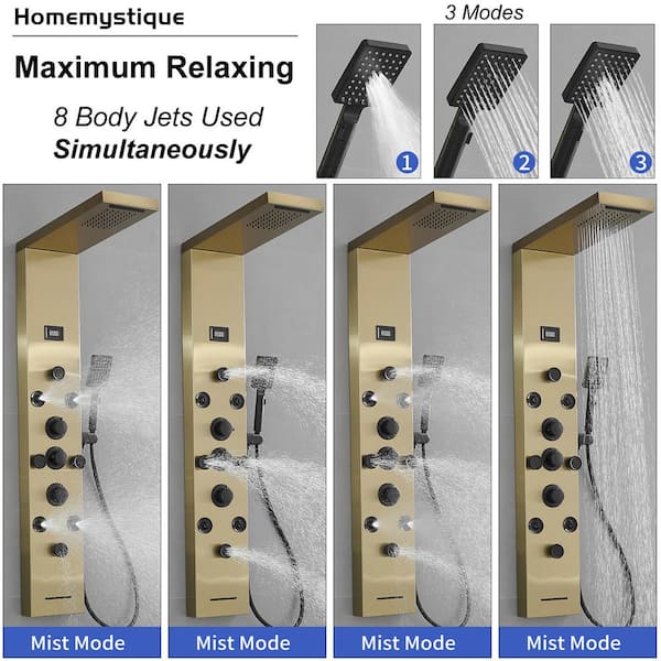 Rainfall Shower Head BWE Shower Panel Tower System With Body Jets Rainfall Shower Head BWE Shower Panel Tower System With Body Jets