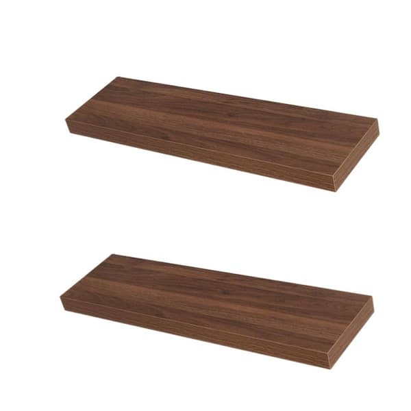 23.6 in.W x 6.7 in.D Long Floating Shelves,Engineered Wood Wall Shelves with Invisible Brackets,Walnut,Set of 2