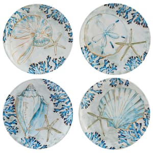Playa Shells 8.5 in. Multicolored Salad Plates (Set of 4)
