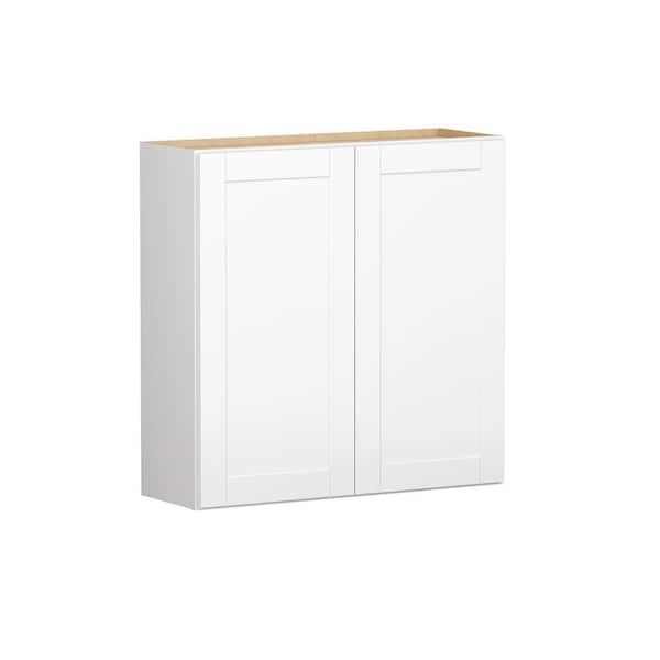 Shaker 36 in. W x 12 in. D x 36 in. H Assembled Wall Cabinet in Satin White