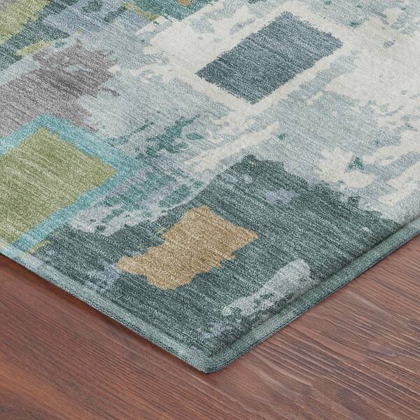 Mayfield Premium Machine Washable Abstract AMF2246 Teal 10 ft. x 14 ft. Area Rug