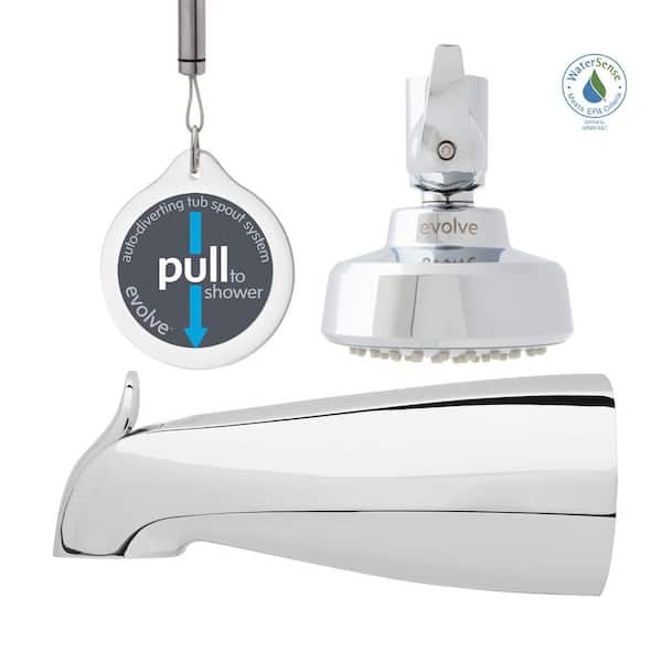 ShowerStart TSV Express 1-Spray with 1.5 GPM 3.25 in. Wall Mount Shower Head with Auto Diverting Spout in Chrome, 9-Pack