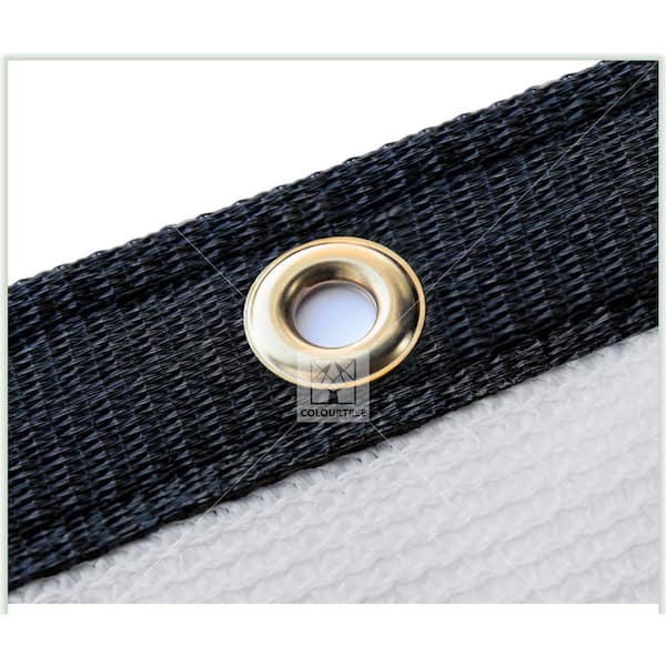 5 ft. x 10 ft. White Privacy Fence Screen Mesh Fabric Cover Windscreen with Reinforced Grommets for Garden Fence