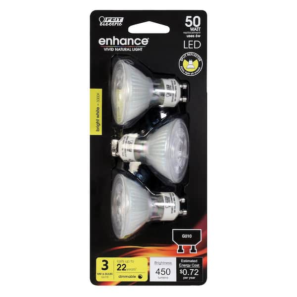 Feit Electric 50-Watt Equivalent MR16 GU10 Dimmable Track Lighting 90+ CRI  Frosted Flood LED Light Bulb, Bright White (3-Pack) BPMR16IFGU500930CA/3 -  The Home Depot