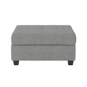 Colrich Gray Microfiber Rectangle Storage Ottoman