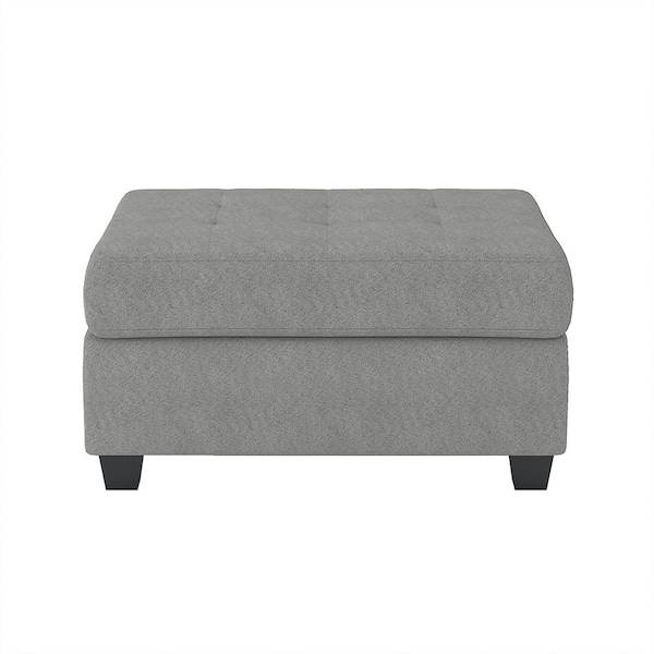 Lazzara Colrich Gray Microfiber Rectangle Storage Ottoman