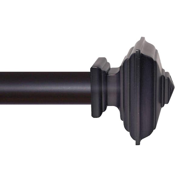 Classic Home 51 in. - 96 in. Single Curtain Rod in Black with Finial