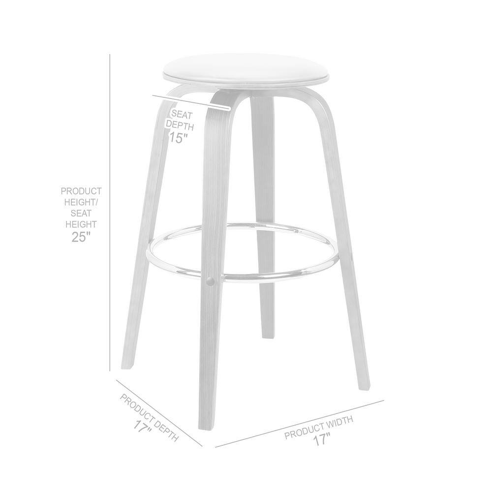 Cream and Walnut Swivel Backless Mid-Century Modern Bar Stool