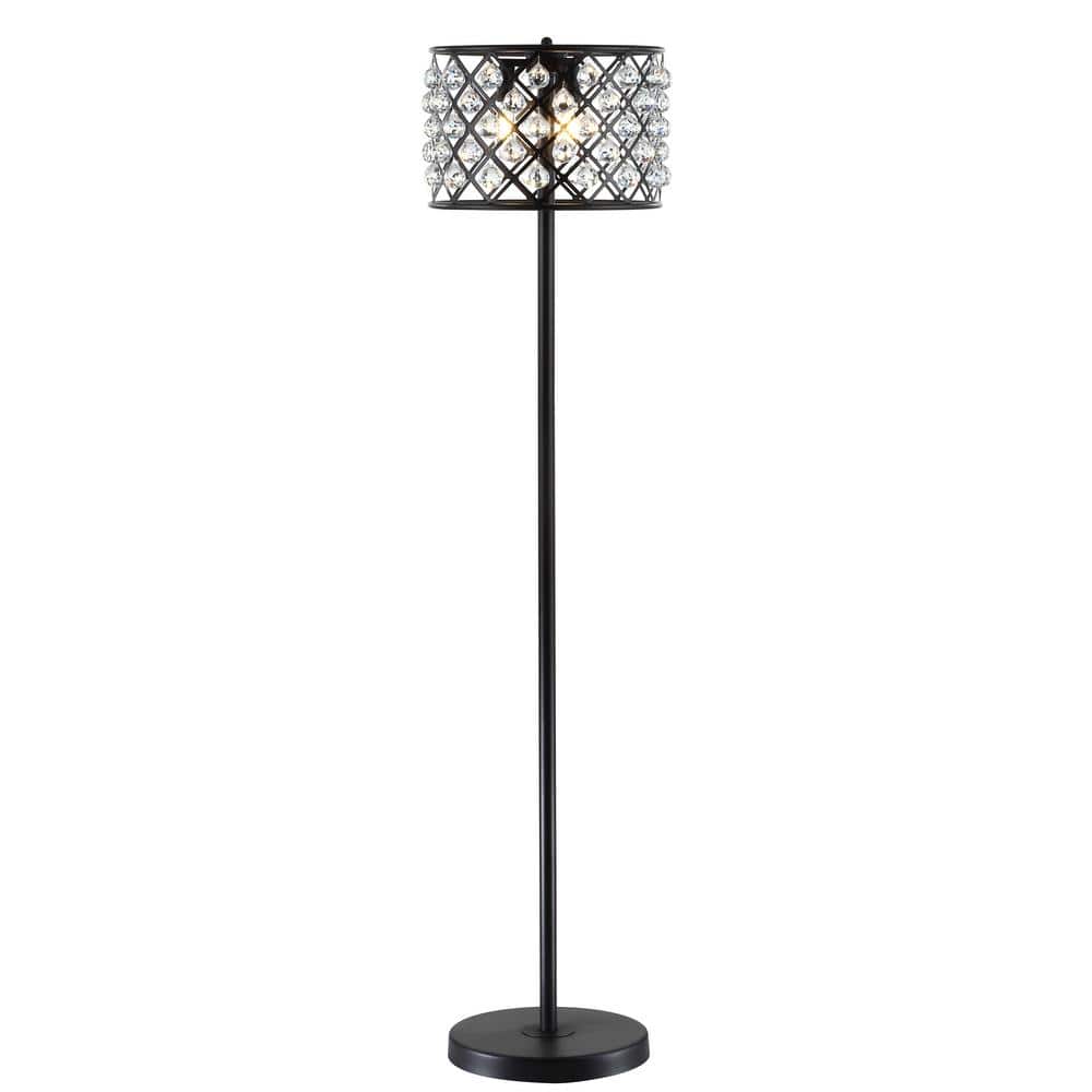 Elizabeth 60" Bronze/Clear Crystal Geometric LED Floor Lamp