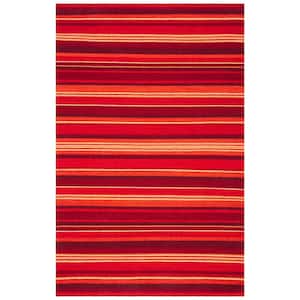 Striped Kilim Red 4 ft. x 6 ft. Striped Area Rug