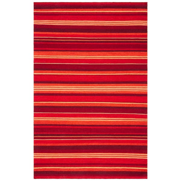 SAFAVIEH Striped Kilim Red 8 ft. X 10 ft. Striped Area Rug