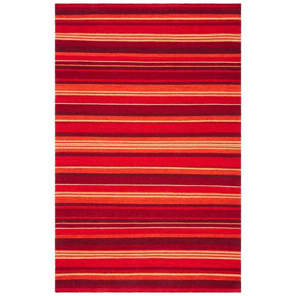 SAFAVIEH Striped Kilim Red 9 ft. x 12 ft. Striped Area Rug