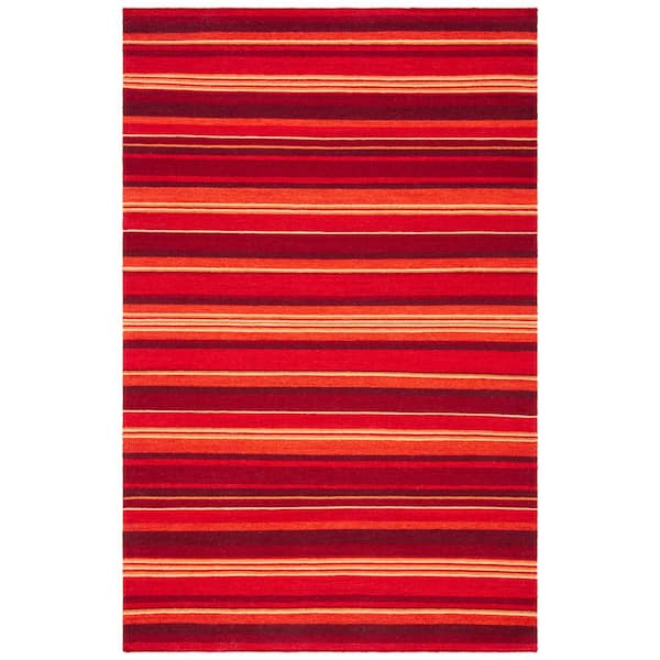 SAFAVIEH Striped Kilim Red 9 ft. x 12 ft. Striped Area Rug