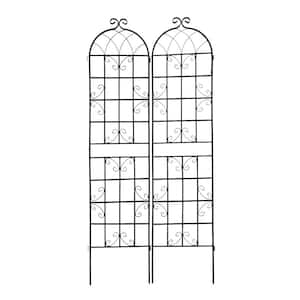 19.7 in. W x 86.7 in. H White Metal Garden Trellis for Climbing Plants Outdoor Flower Support, 2-Pack